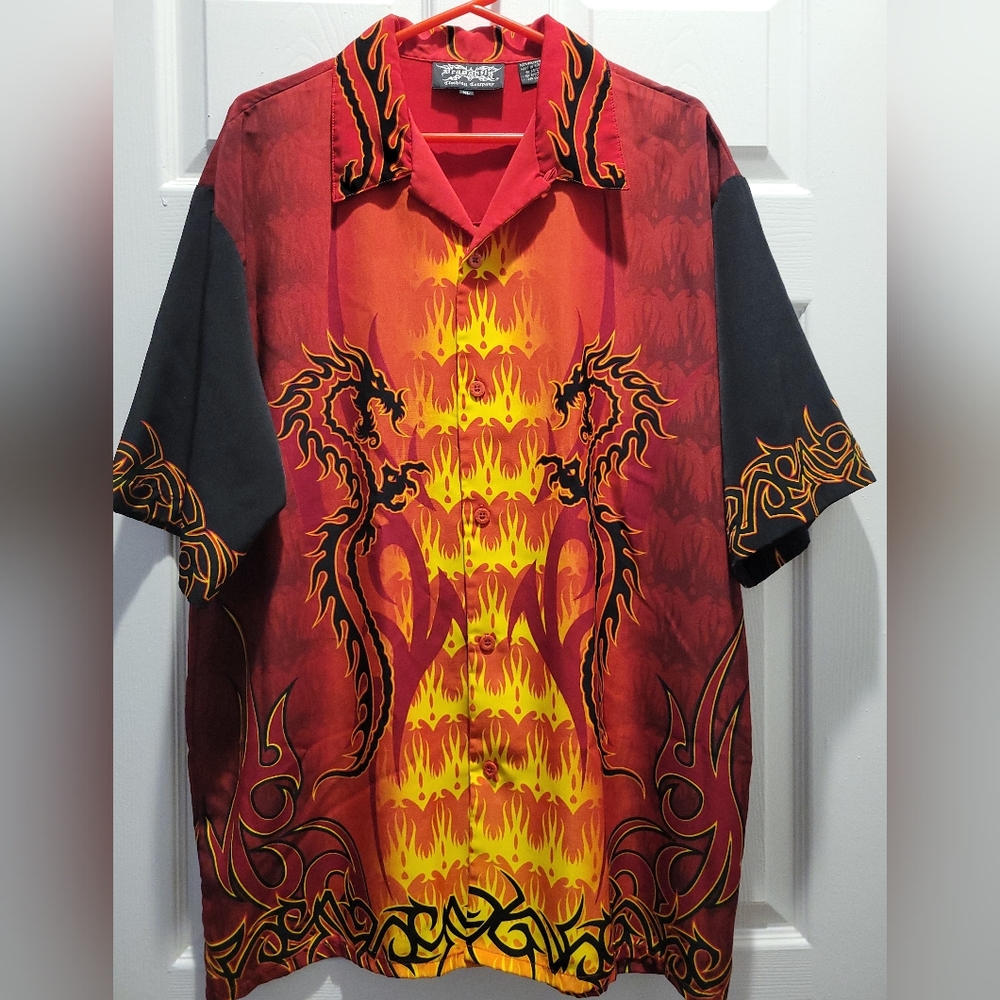 XL Men's Vintage 90s Chinese dragon shirt